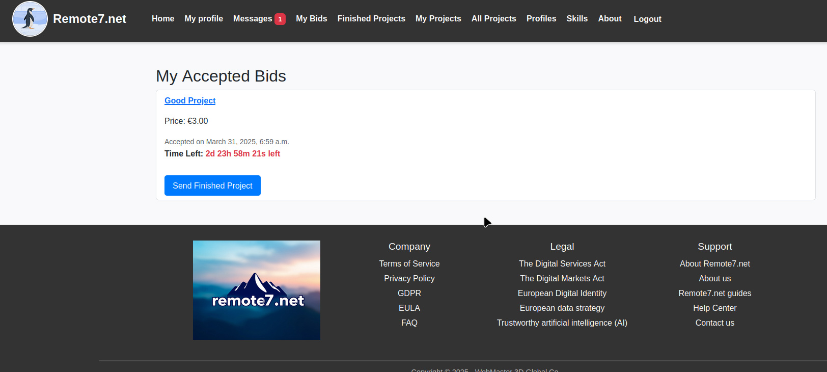 Accepted bid