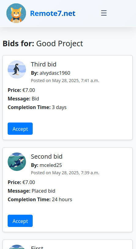 Accept bid